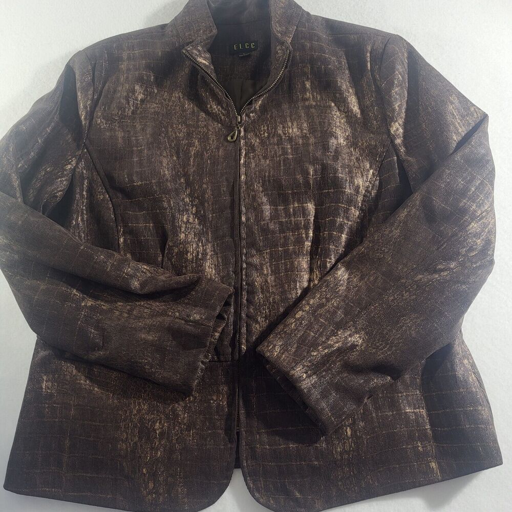ELCC LADIES JACKET BLK/BRN METALLIC Poly Large